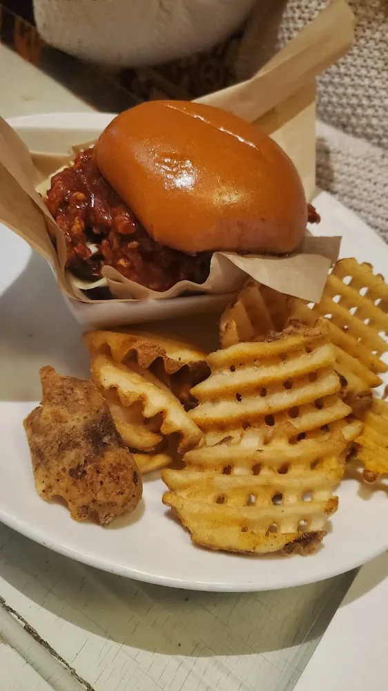 Hot Spicy Chicken Sandwich with Waffle Fries